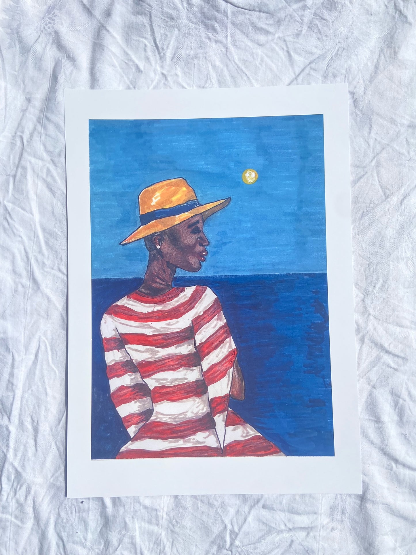 The woman with the yellow hat